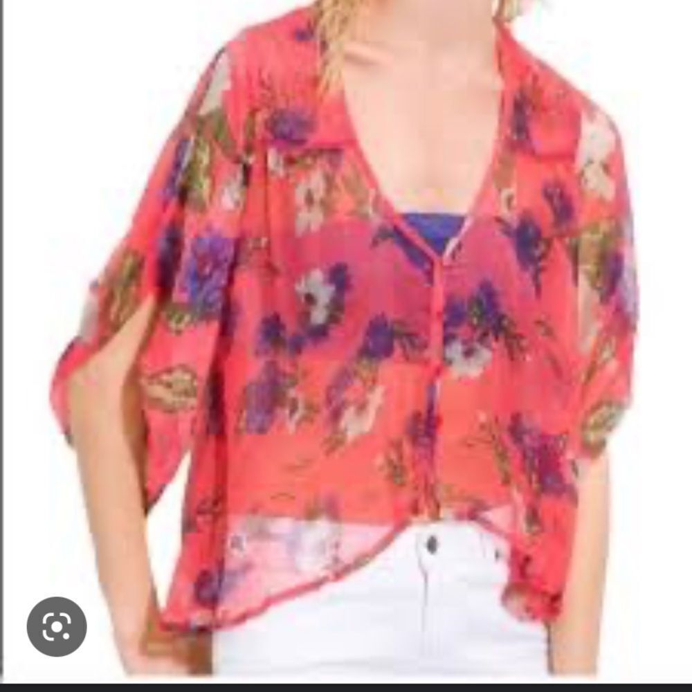 Free People Cheer Chiffon Katomi Cardigan Size L